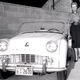 Dorothy Deen with a Triumph TR3